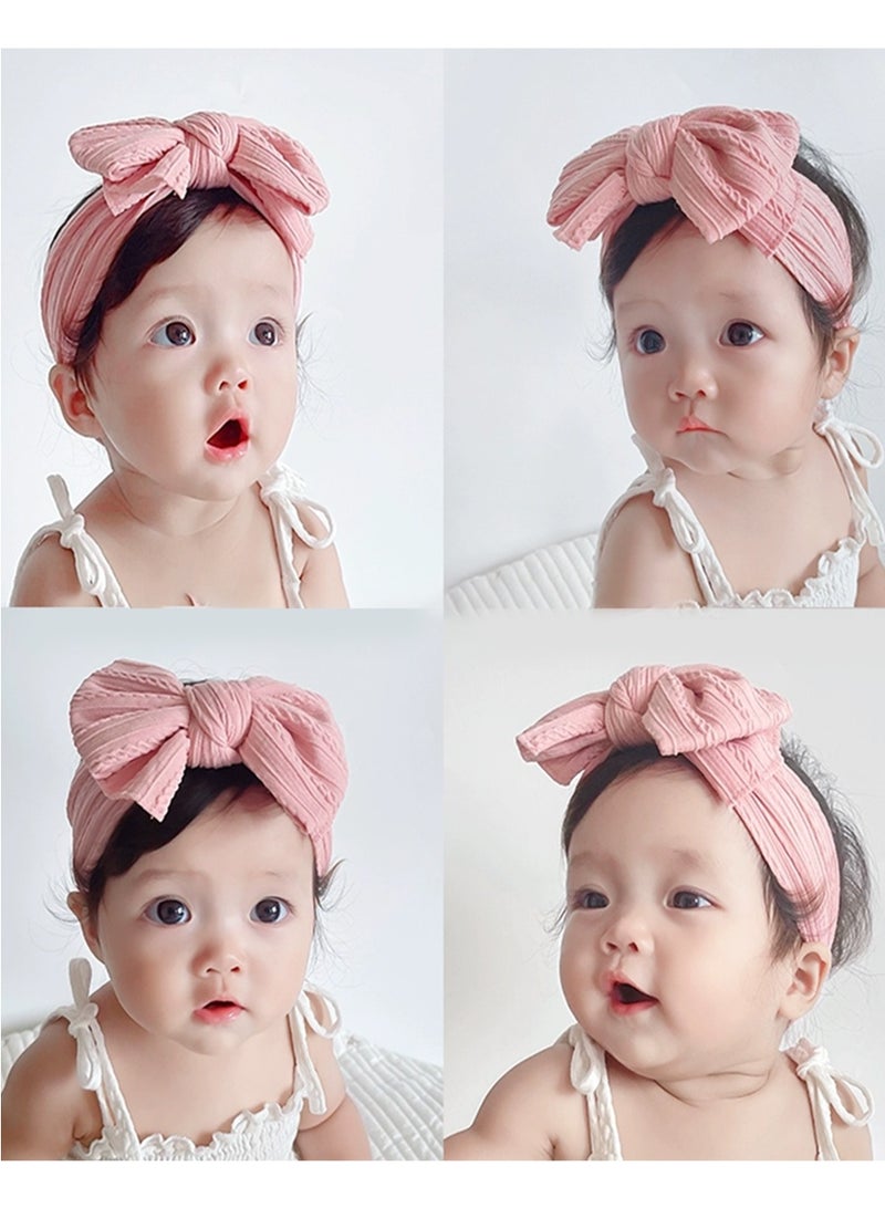 BEIRUI 5PCS Baby Headbands for Girls, Floral Stretchy Knitted Headwrap with Bows, Soft Nylon Infant Headband Set for Newborn, Photo Prop, Baby Shower Gift - Image 4